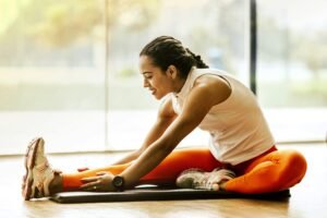 a woman stretching her legs