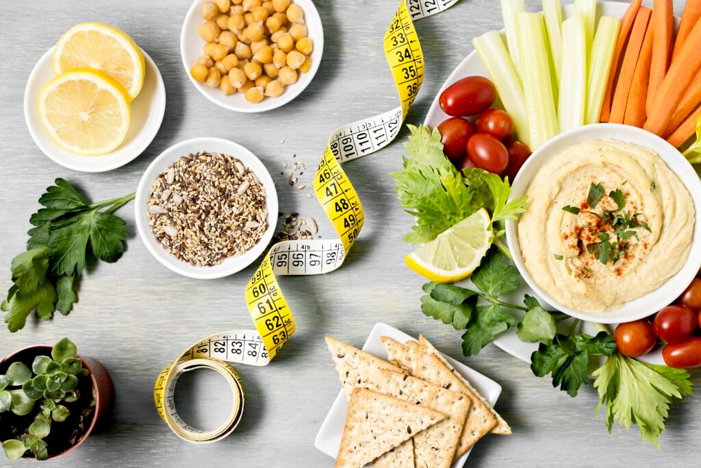 a plate of food with a measuring tape and a measuring tape